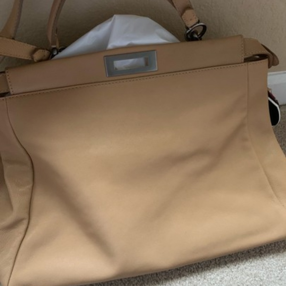 Peekaboo Tote Tan Leather Satchel